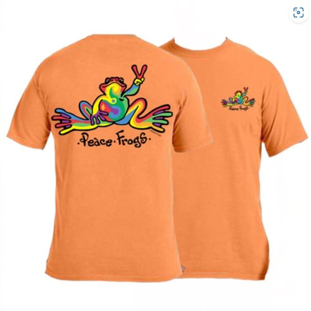 Peace Frogs Retro Melon Garment Dyed T-Shirt ~ Choose Your Size ~ Brand New!